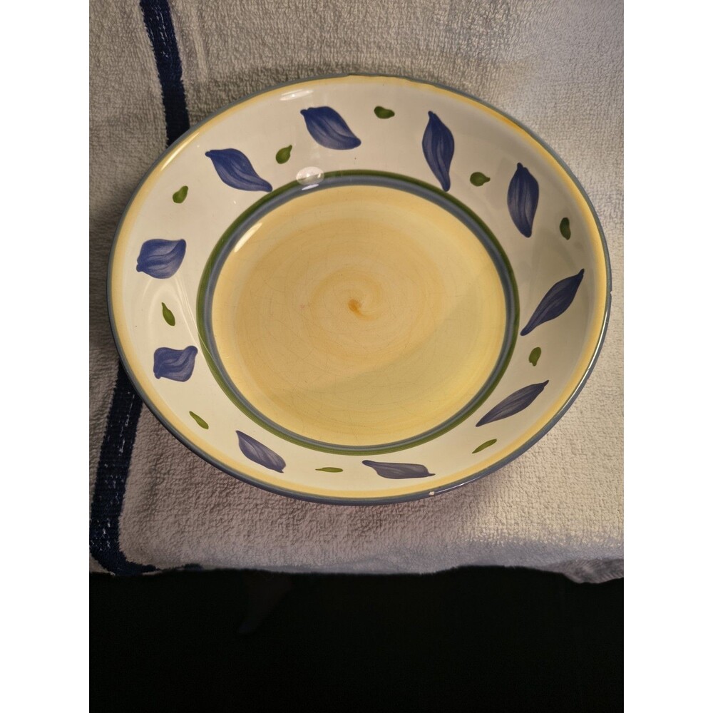 Williams Sonoma Tournesol Rimmed Pasta Soup Bowl 8.5" Portugal Blue Yellow